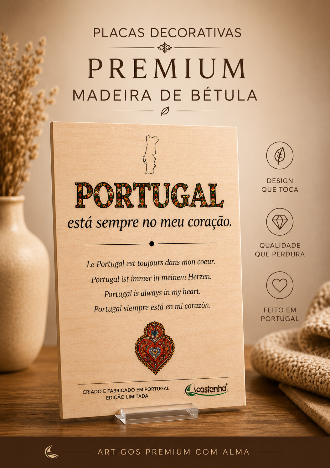 Placas Decorativas Premium Portugal — Madeira de Bétula