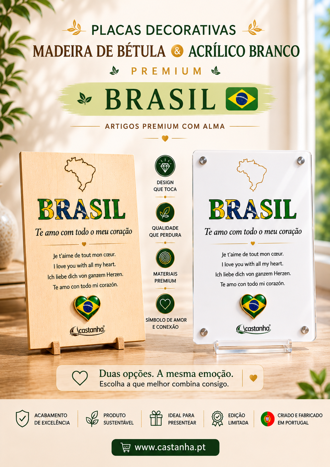 Placas Decorativas Premium Brasil — Coleção Identidade