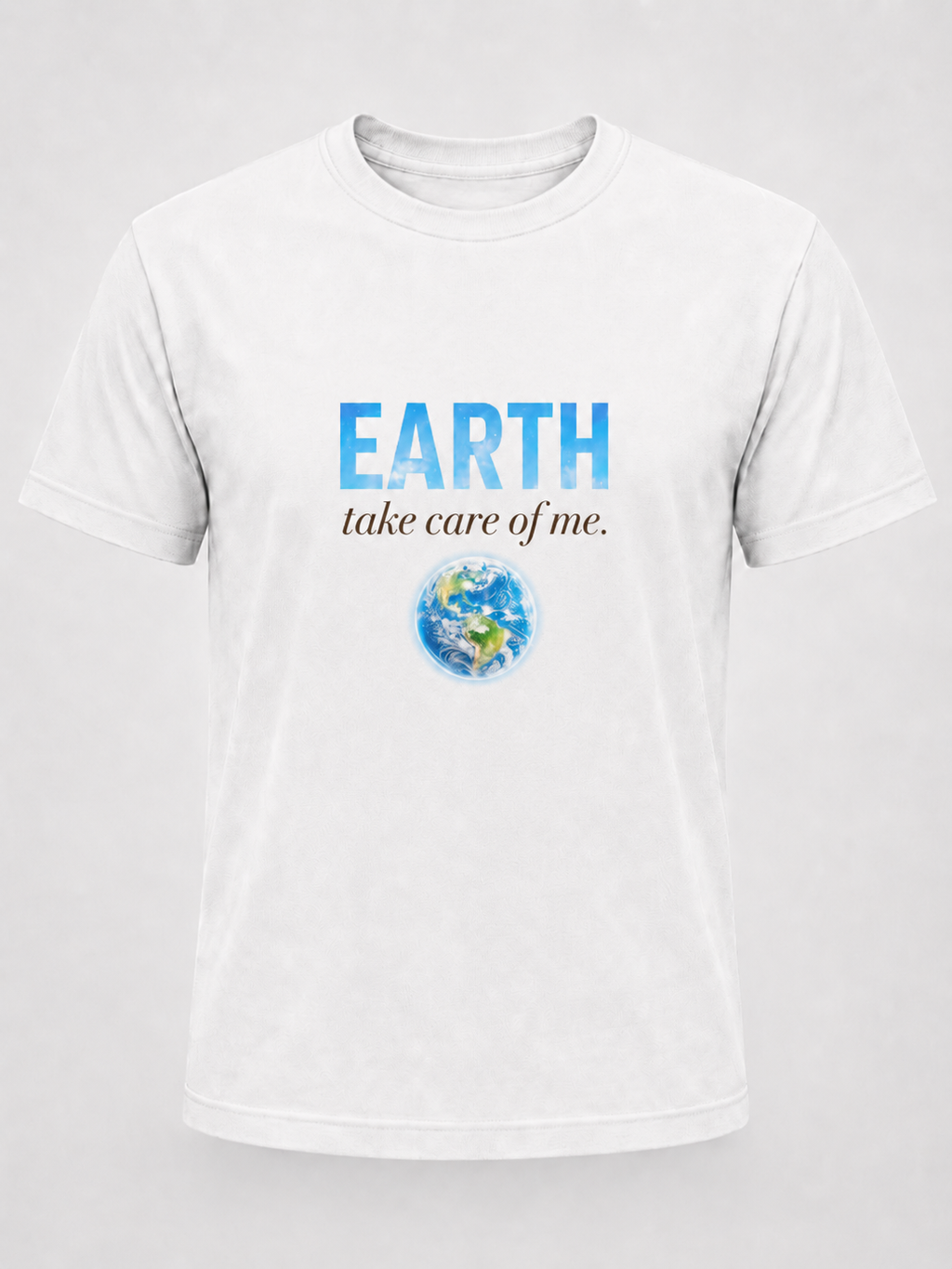 T-Shirt Premium Unissexo Branca "Earth, take care of me" – 100% Algodão Orgânico