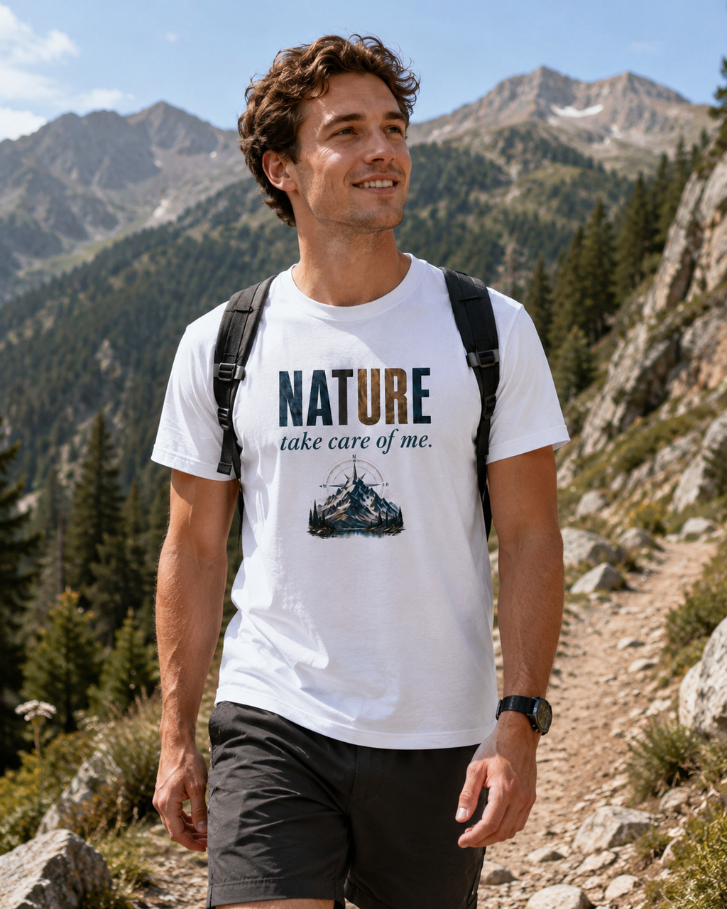 T-Shirt Premium Unissexo Branca "Nature, take care of me" – 100% Algodão Orgânico