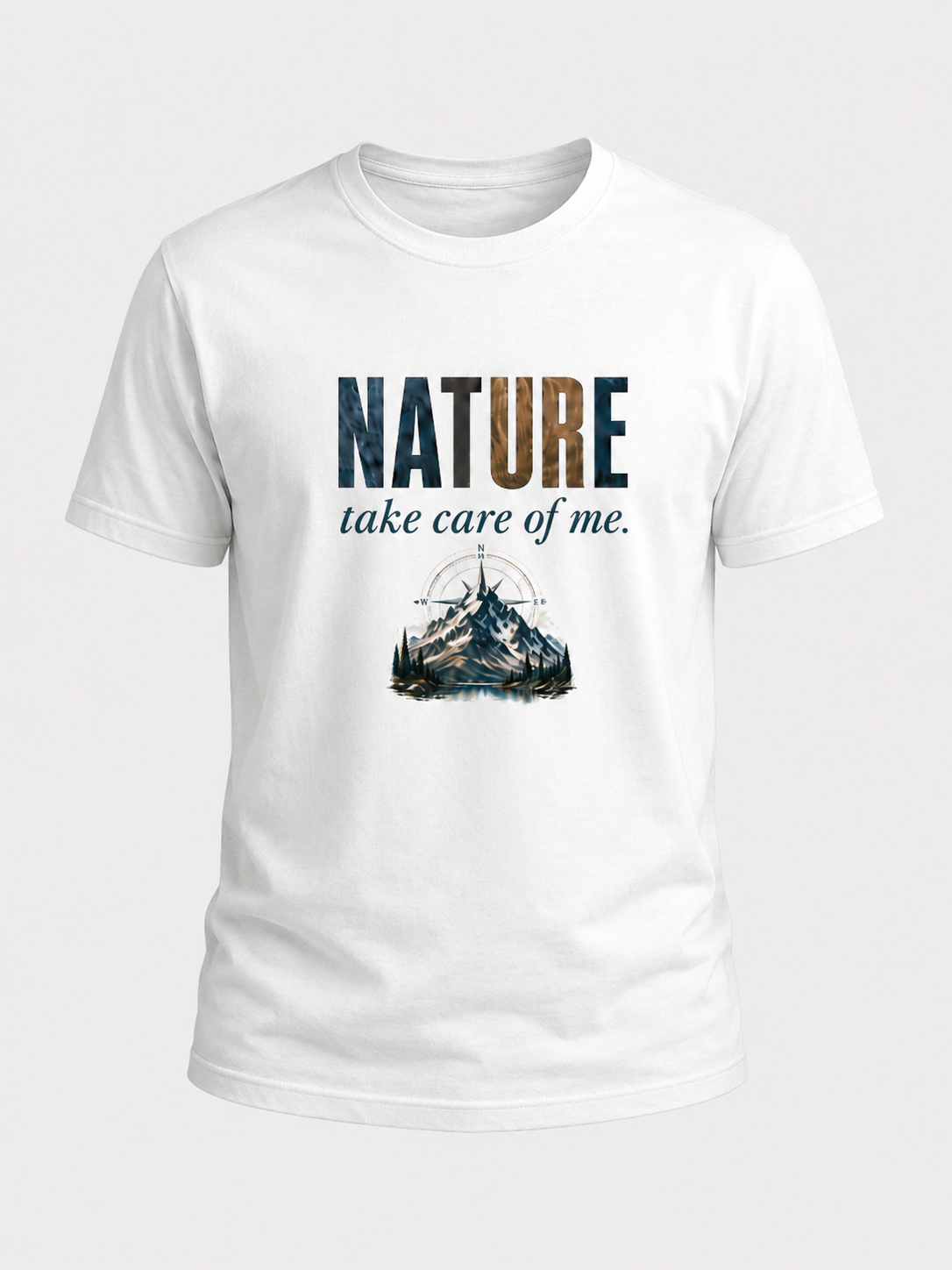 T-Shirt Premium Unissexo Branca "Nature, take care of me" – 100% Algodão Orgânico