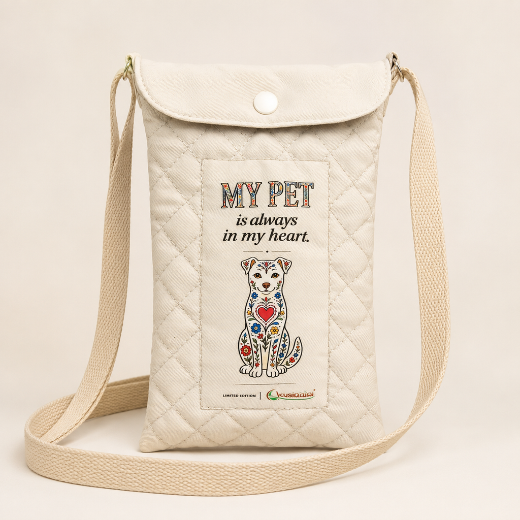 Bolsa Tiracolo para Telemóvel Acolchoada em Tecido Sustentável "MY PET - Dog" - Edição Limitada