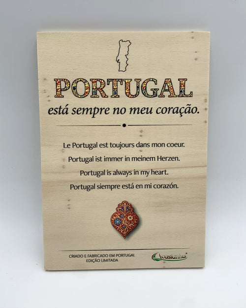 Placa A5 Premium - Portugal no coração - em Madeira de bétula