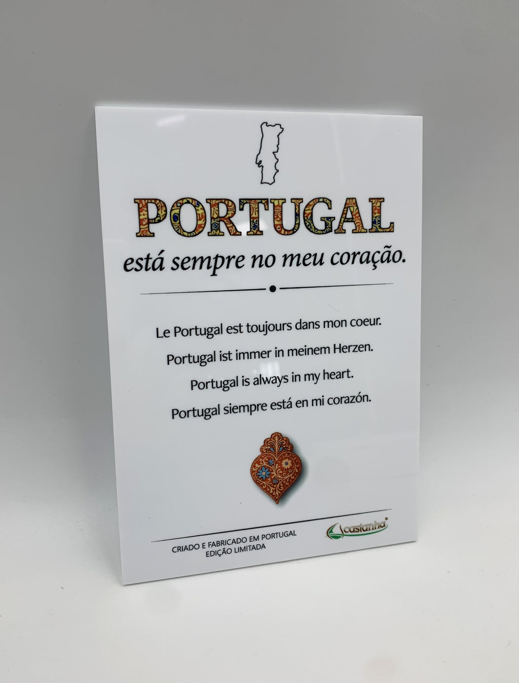 Placa A5 Premium - Portugal no coração - em Acrílico branco