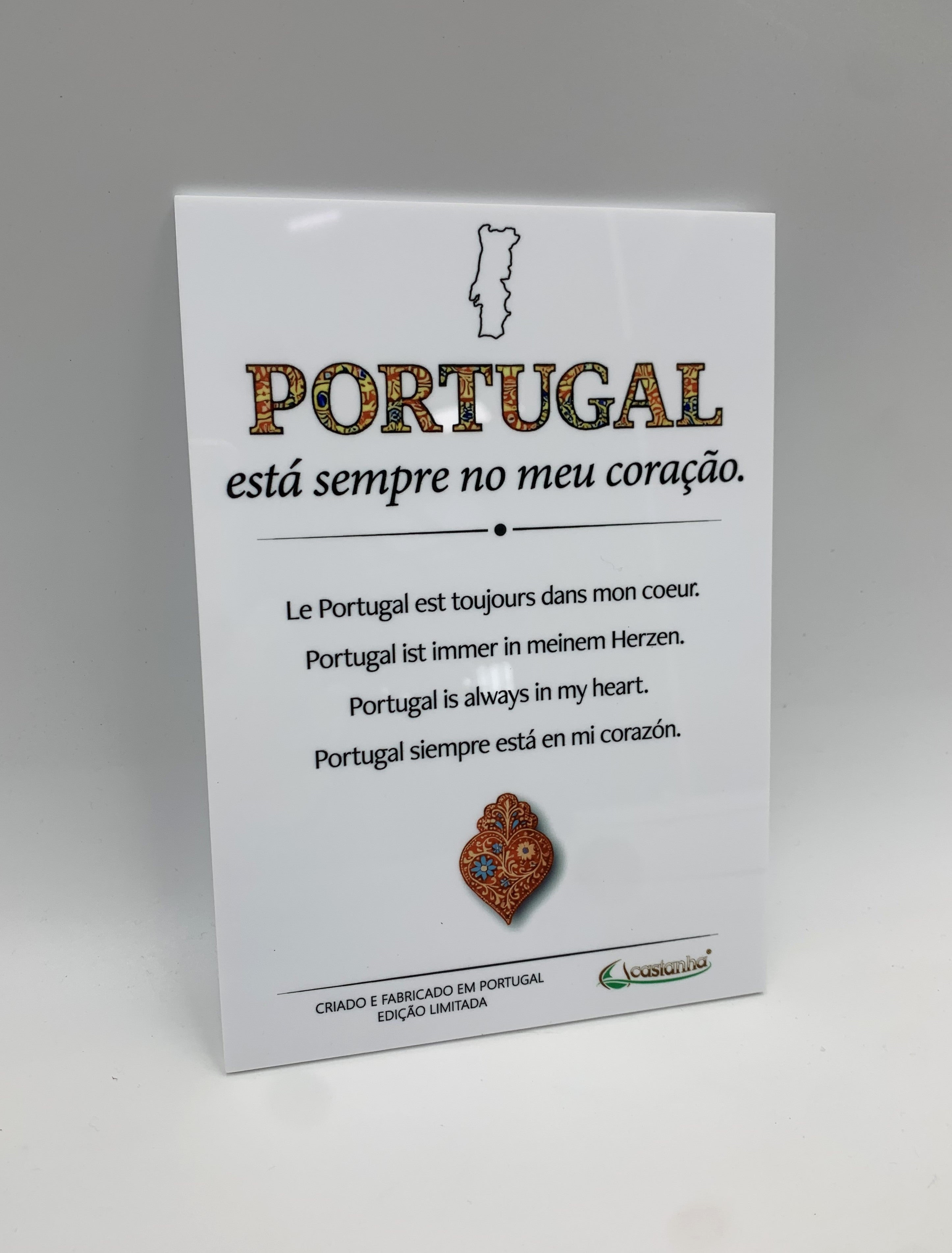 Placa A5 Premium - Portugal no coração - em Acrílico branco