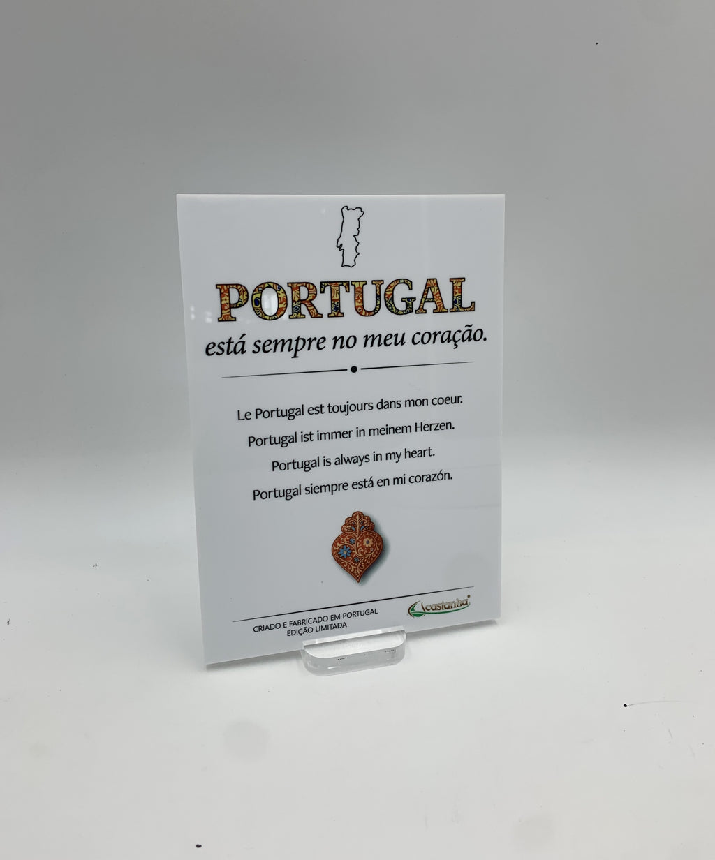 Placa A5 Premium - Portugal no coração - em Acrílico branco