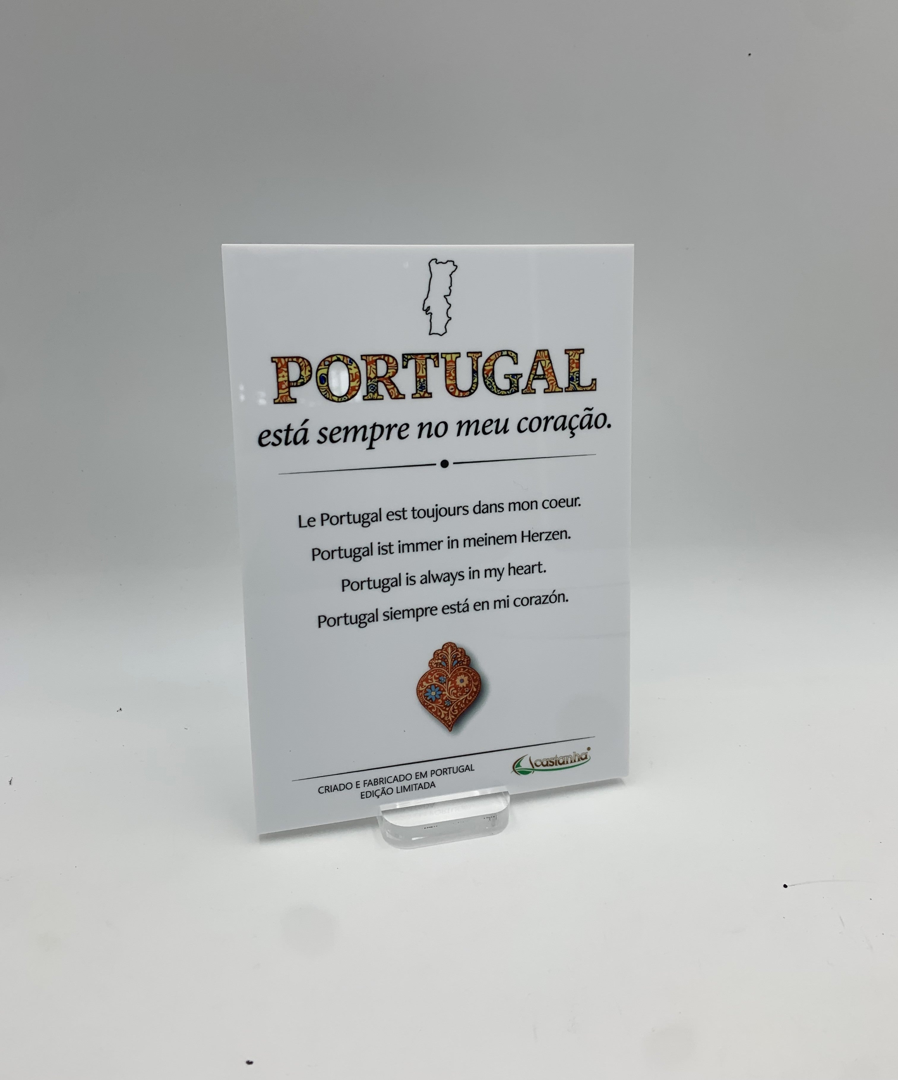 Placa A5 Premium - Portugal no coração - em Acrílico branco