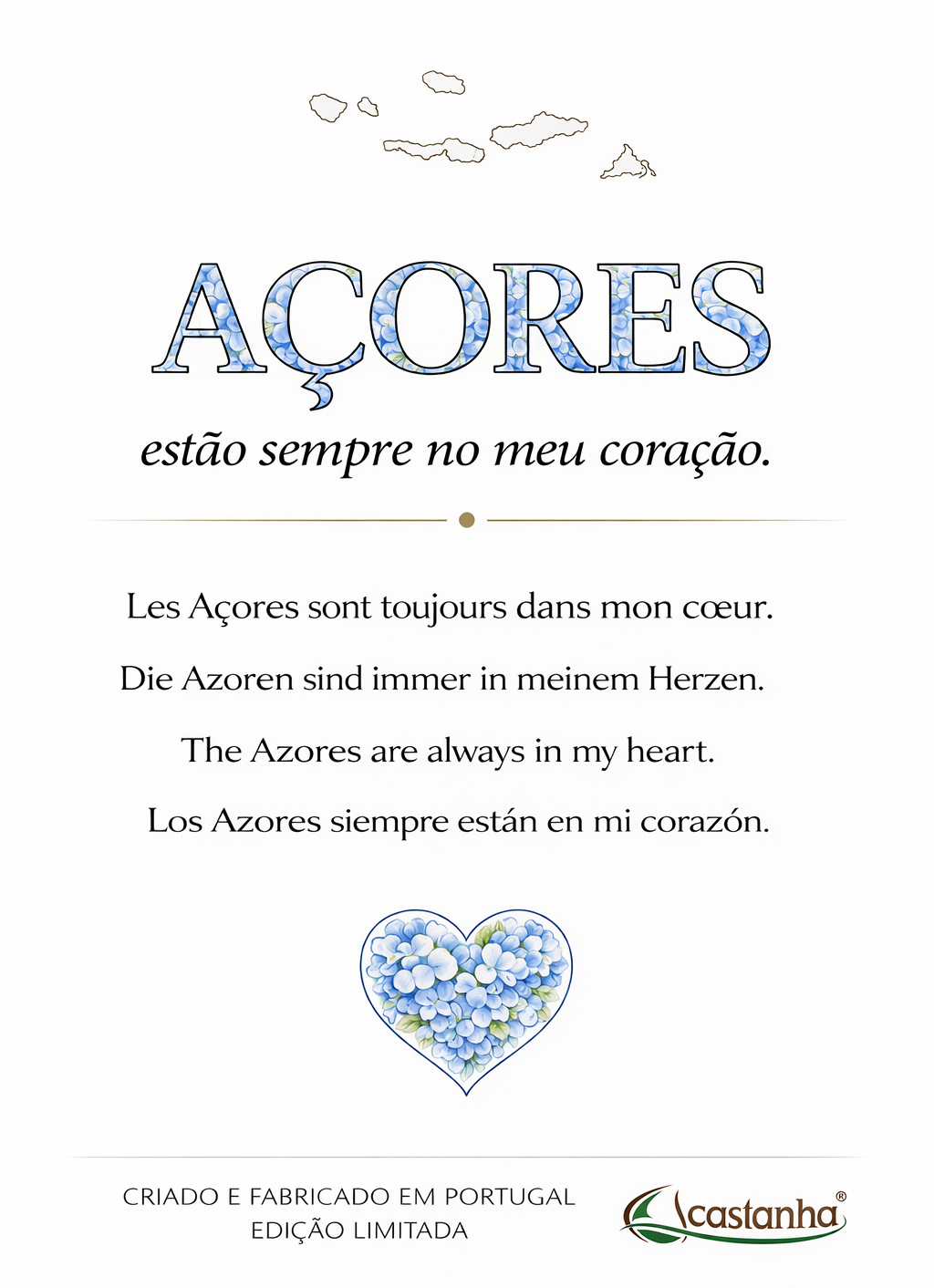 Placa Decorativa em Acrílico - AÇORES no coração | Presente Premium