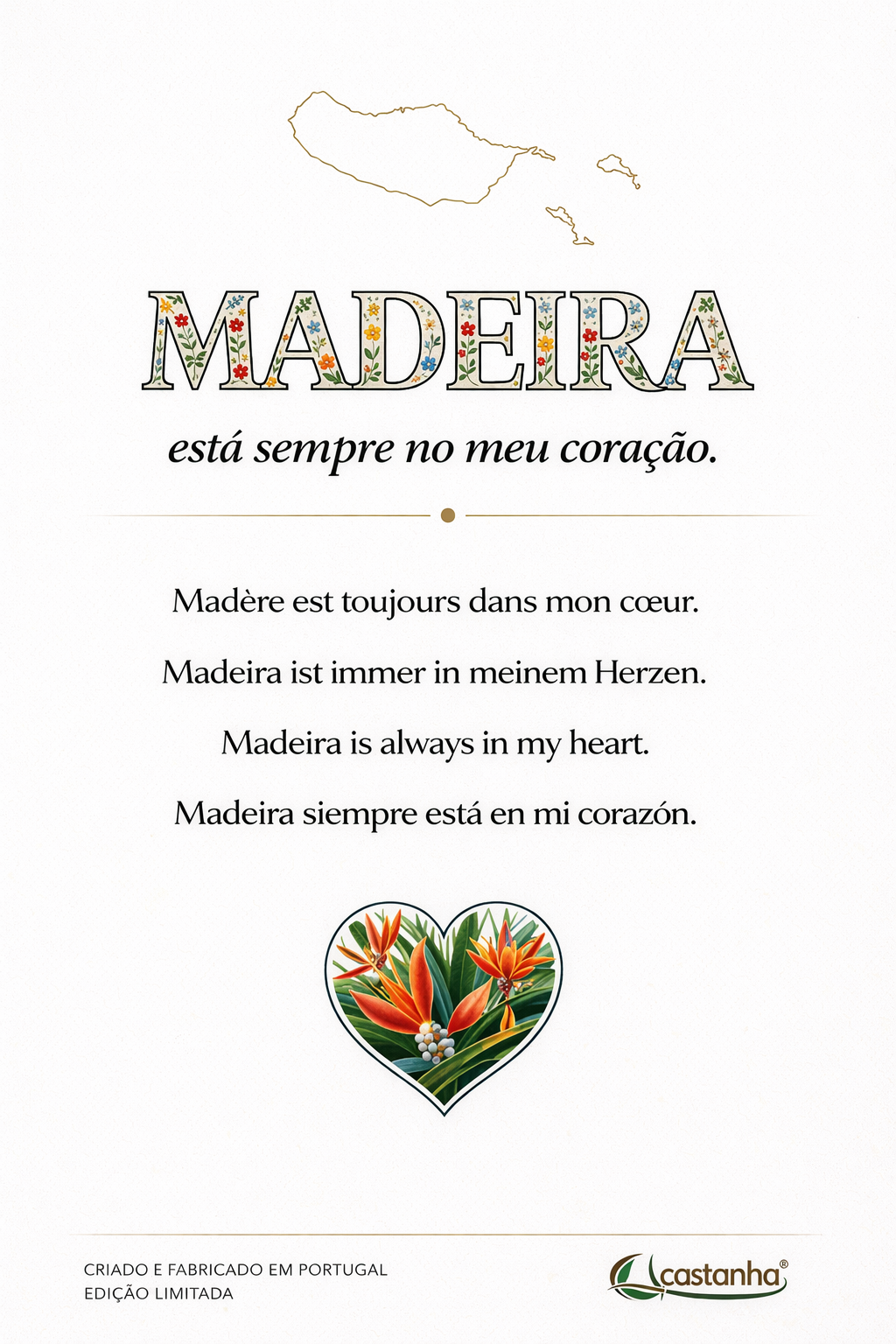 Placa Decorativa em Acrílico - MADEIRA no coração | Presente Premium