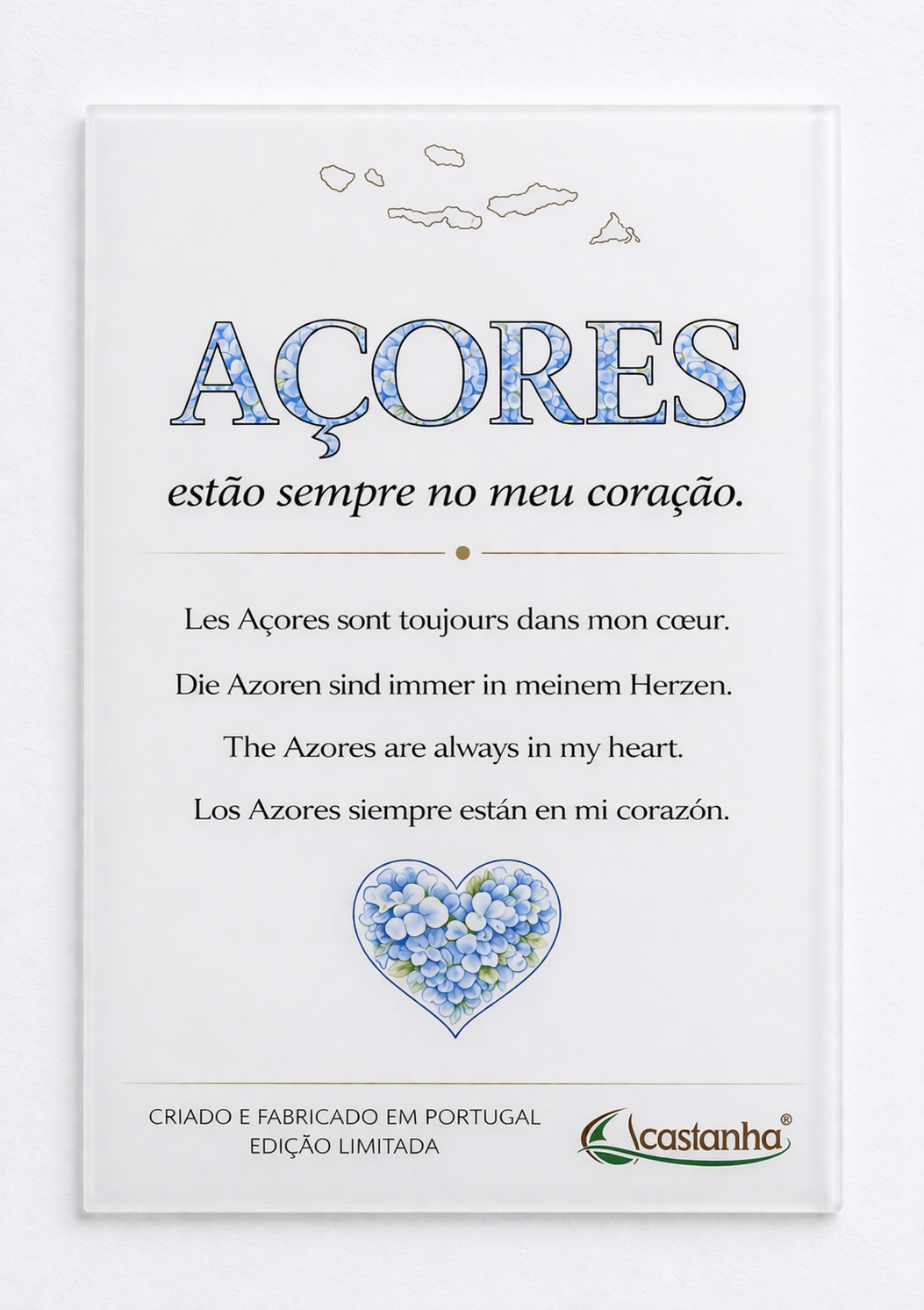 Placa Decorativa em Acrílico - AÇORES no coração | Presente Premium