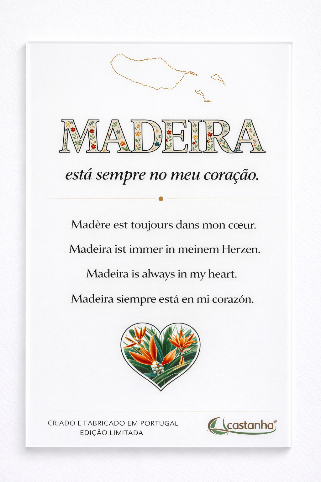 Placa Decorativa em Acrílico - MADEIRA no coração | Presente Premium