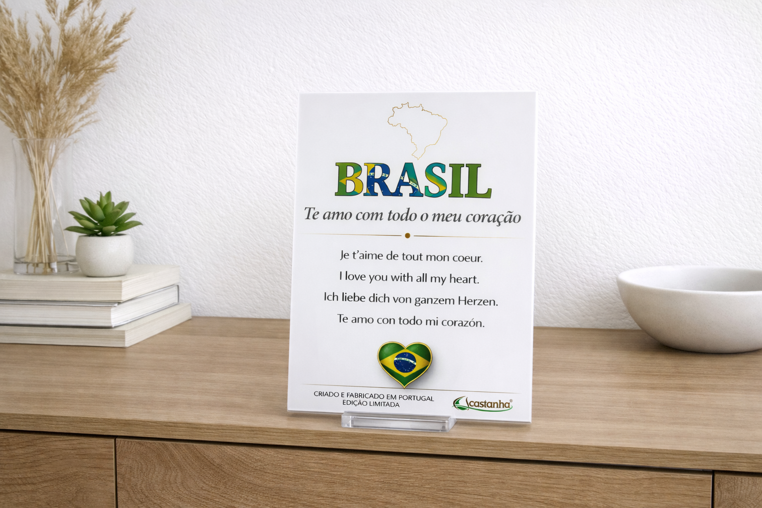 Placa Decorativa em Acrílico - BRASIL te amo | Presente Premium