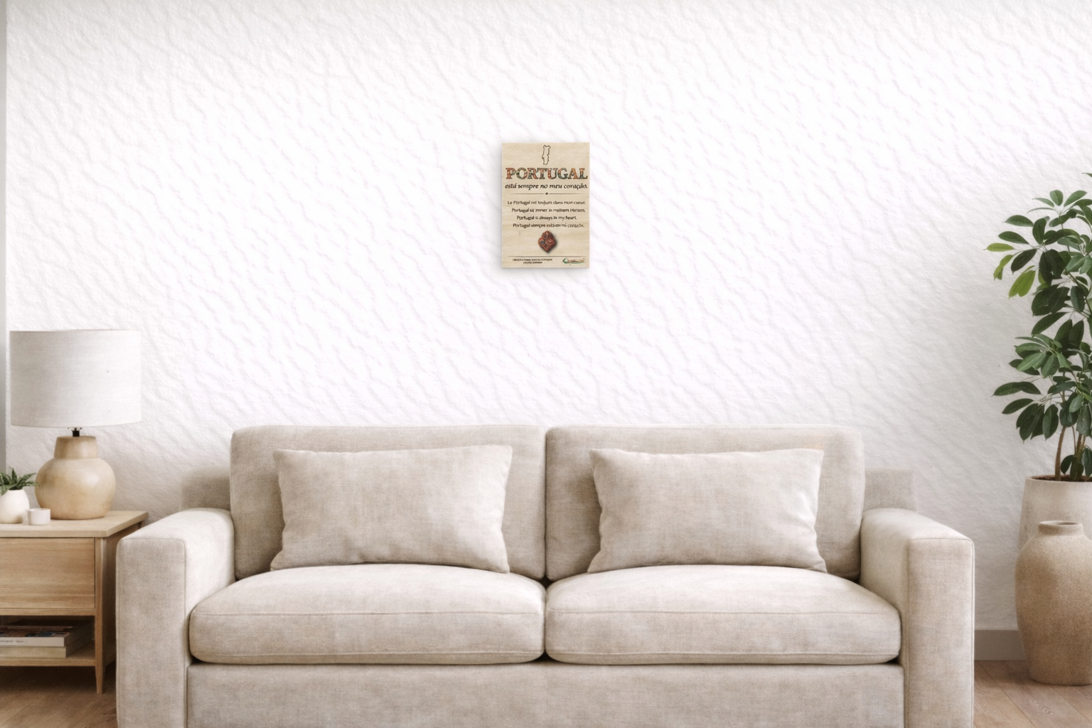 Placa Decorativa em Madeira - Portugal no coração | Presente Premium