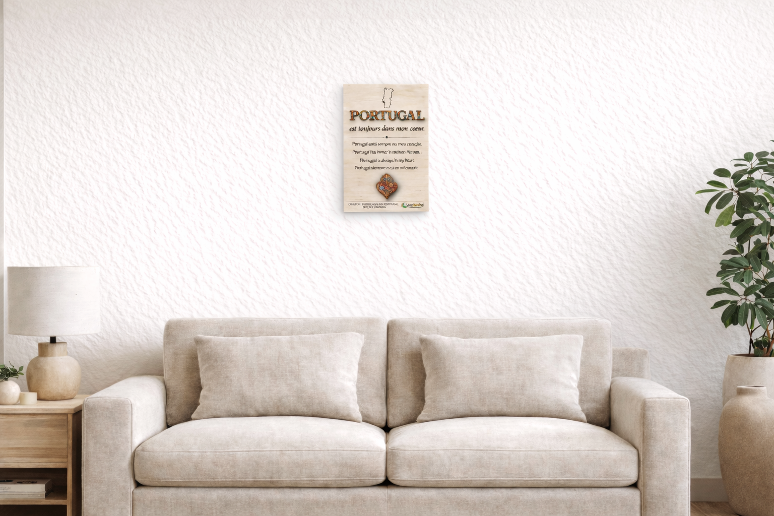 Placa Decorativa em Madeira - Portugal est toujours dans mon coeur | Presente Premium