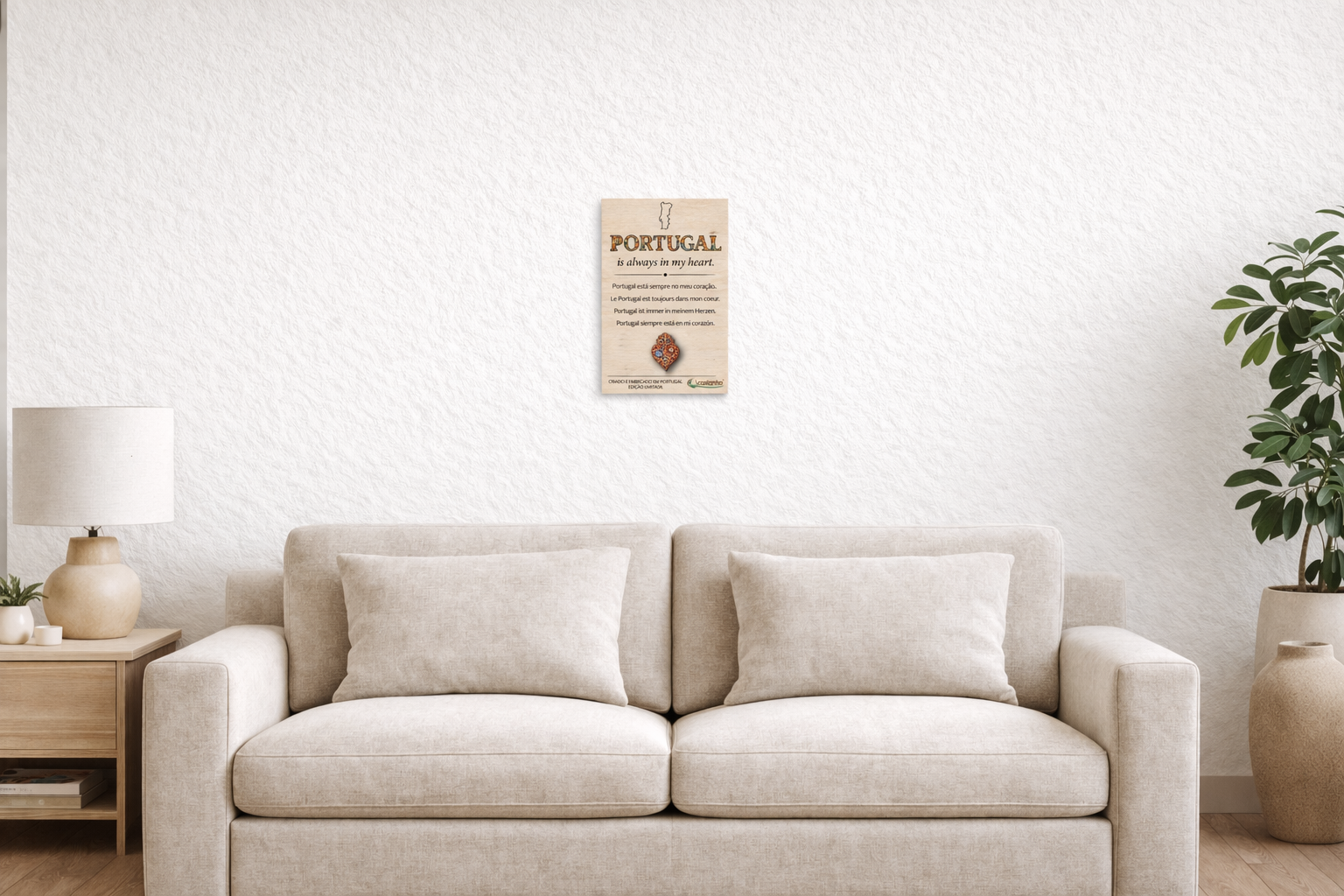 Placa Decorativa em Madeira - Portugal is always in my heart | Presente Premium
