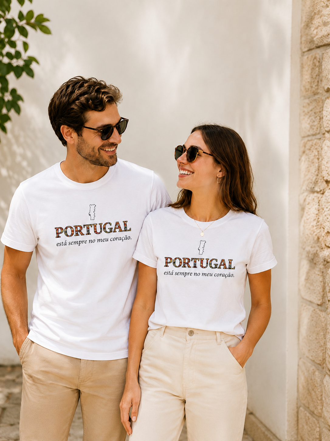 T-Shirt Premium Unissexo Branca "Portugal no Coração" – 100% Algodão Orgânico